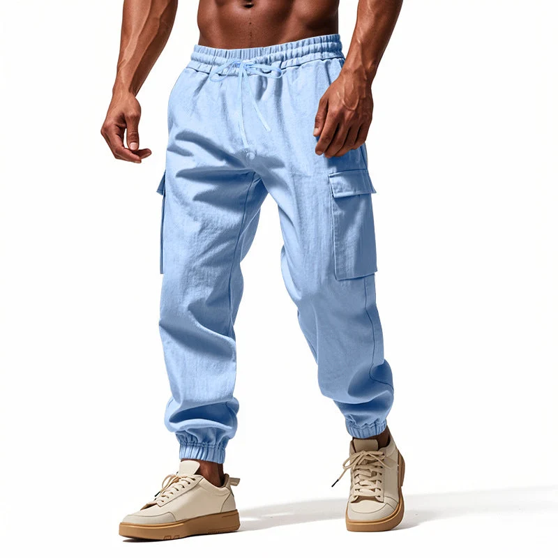 Herren lässige Cargo-Hose mit elastischem Bund und praktischen Seiten- und Oberschenkeltaschen Drune