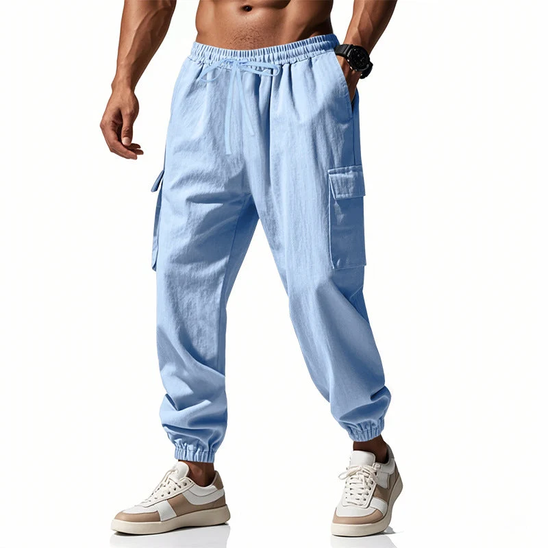 Herren lässige Cargo-Hose mit elastischem Bund und praktischen Seiten- und Oberschenkeltaschen Drune