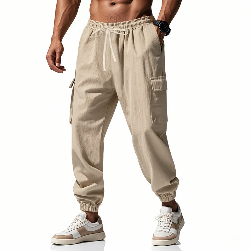 Herren lässige Cargo-Hose mit elastischem Bund und praktischen Seiten- und Oberschenkeltaschen Drune