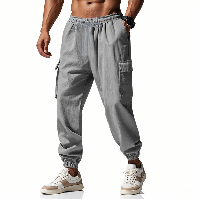 Herren lässige Cargo-Hose mit elastischem Bund und praktischen Seiten- und Oberschenkeltaschen Drune