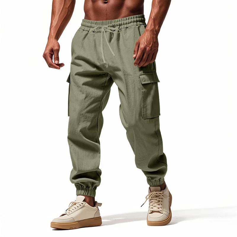 Herren lässige Cargo-Hose mit elastischem Bund und praktischen Seiten- und Oberschenkeltaschen Drune