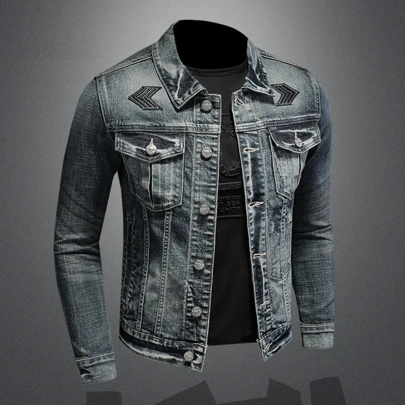 Drune | Herren Schwarze Denimjacke - Stonewashed-Stil