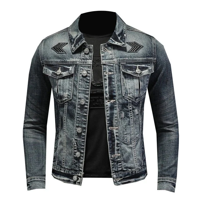 Drune | Herren Schwarze Denimjacke - Stonewashed-Stil