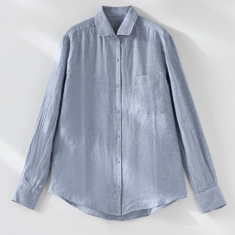 Herren Leichtes Leinenhemd mit Brusttasche, entspannter Passform und klassischem Kragen Drune