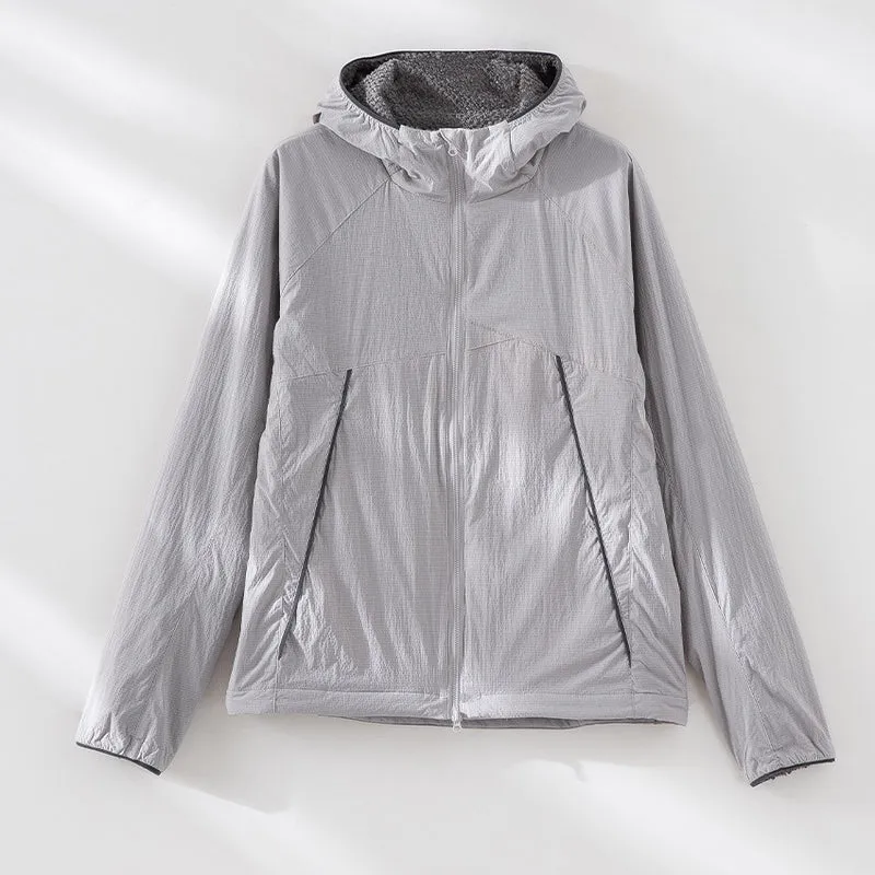 Herren leichte wind- und wasserabweisende Kapuzenjacke mit Fleece‑Innenfutter und Frontreißverschluss Drune