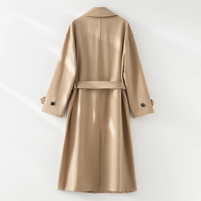 Herren Langer Doppelreihiger Trenchcoat mit Oversize-Schnitt und Reverskragen Drune