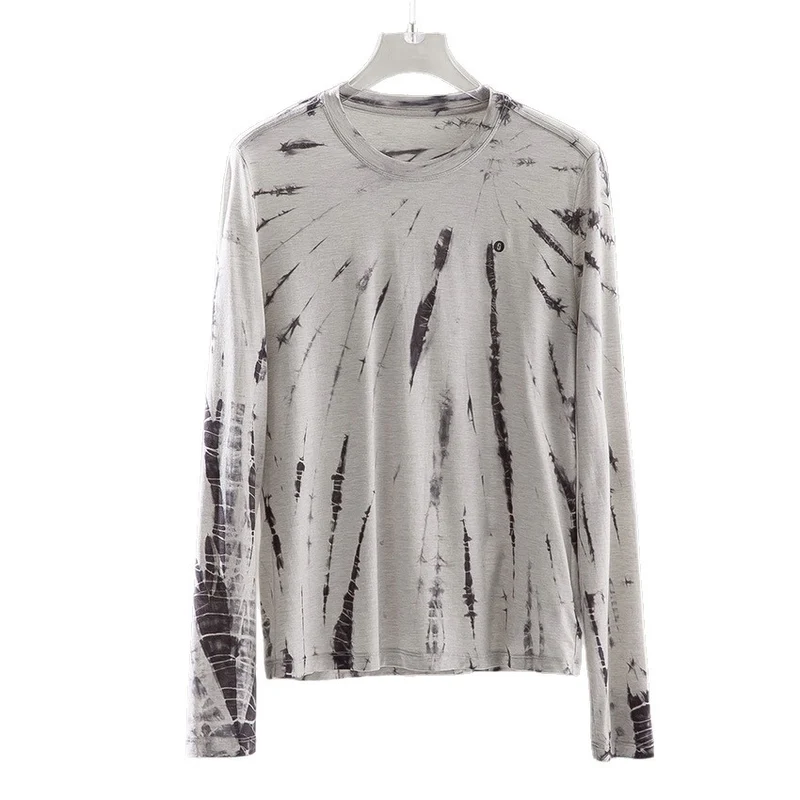 Herren Langärmeliges Batik-Longsleeve mit Slub-Struktur Drune
