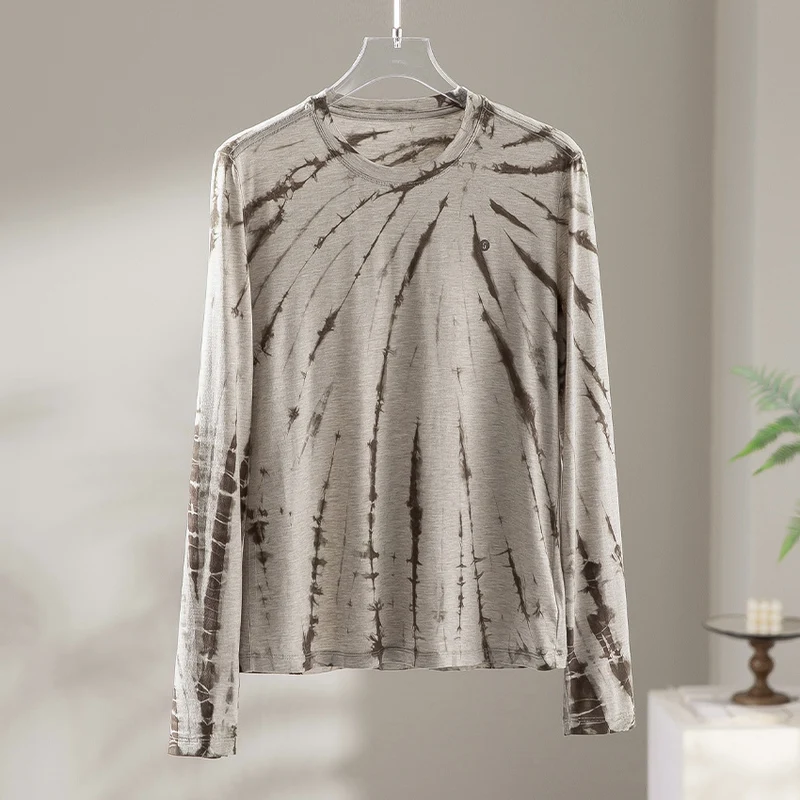 Herren Langärmeliges Batik-Longsleeve mit Slub-Struktur Drune