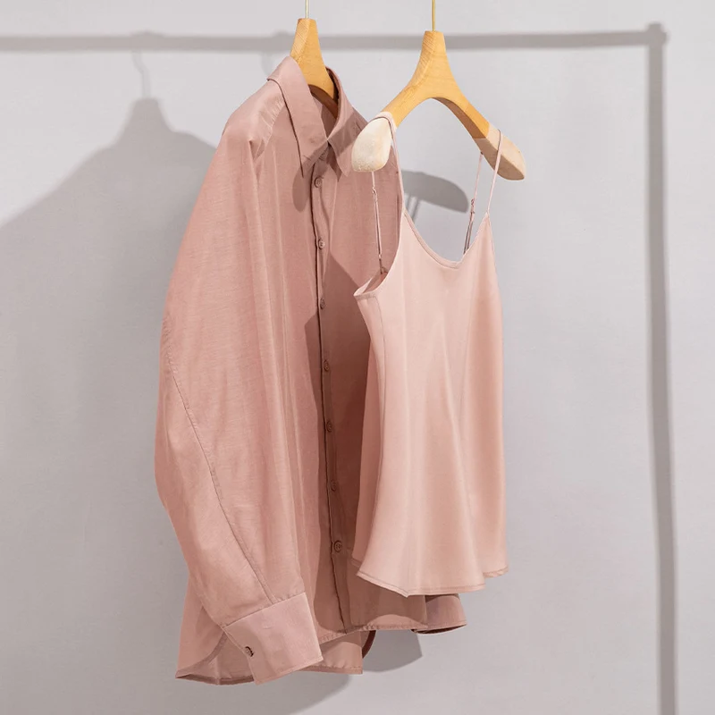 Damen Zweiteiliges fließendes Hemd- und Camisole-Set aus Viskose-Blend Drune