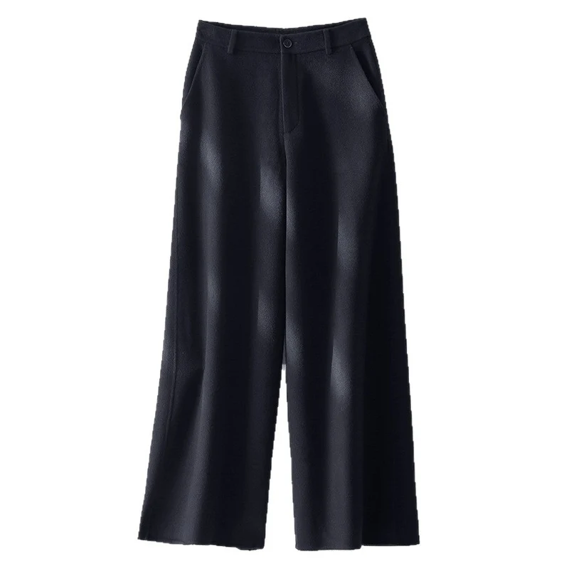 Damen Weite Wollhose mit hohem Bund und Taschen Drune