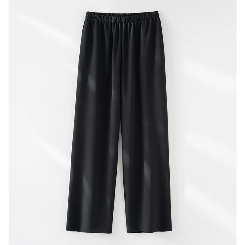 Damen Weite Satin-Hose mit Elastikbund und fließender Palazzo-Silhouette Drune
