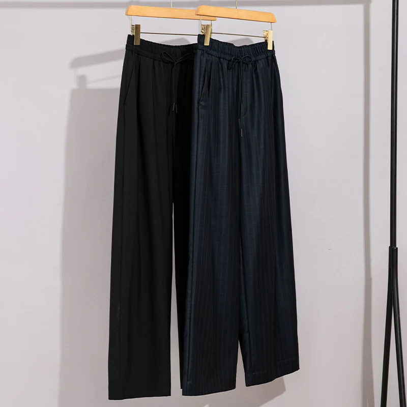 Damen weite Palazzo-Hose mit elastischem Bund und Tunnelzug Drune