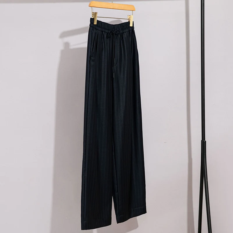 Damen weite Palazzo-Hose mit elastischem Bund und Tunnelzug Drune