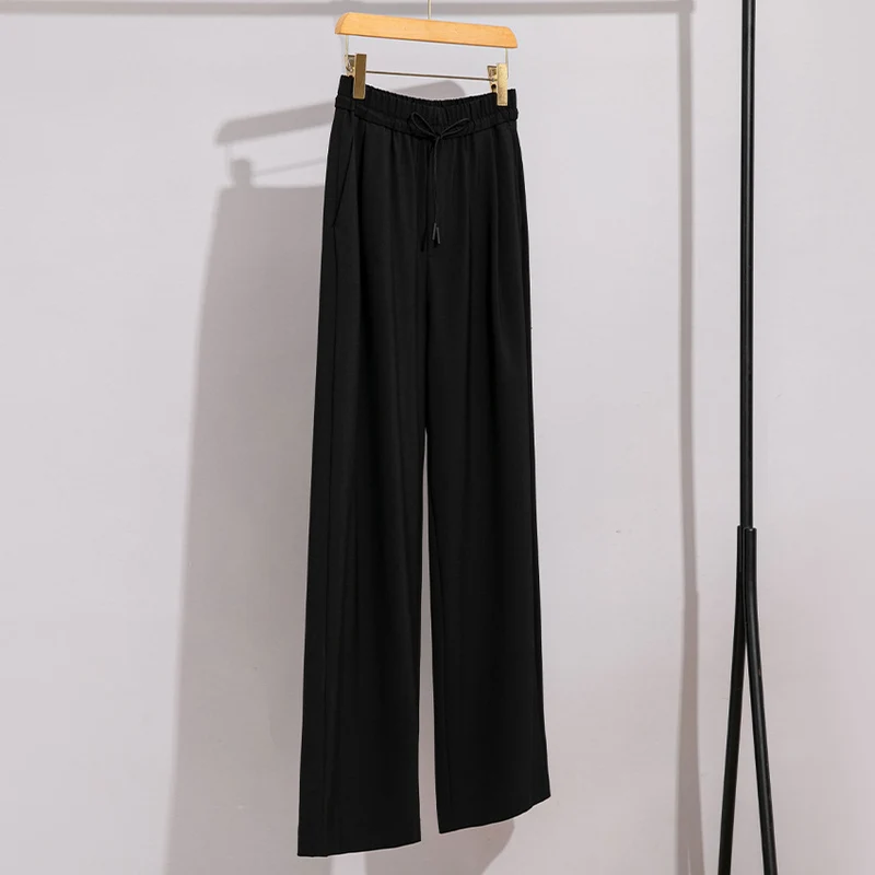 Damen weite Palazzo-Hose mit elastischem Bund und Tunnelzug Drune