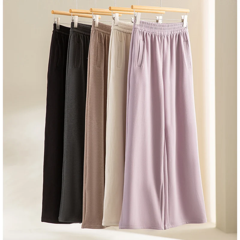 Damen weite Lounge-Hose mit elastischem Bund und Eingrifftaschen Drune