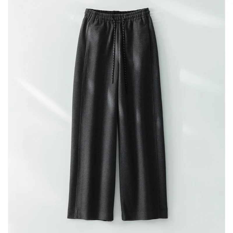 Damen Weite Komfort-Strickhose mit Gummibund und Tunnelzug Drune