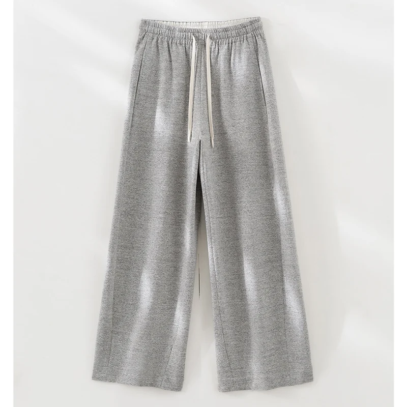 Damen Weite High‑Waist Loungehose aus weichem Baumwollmix mit Elastikbund und Tunnelzug Drune