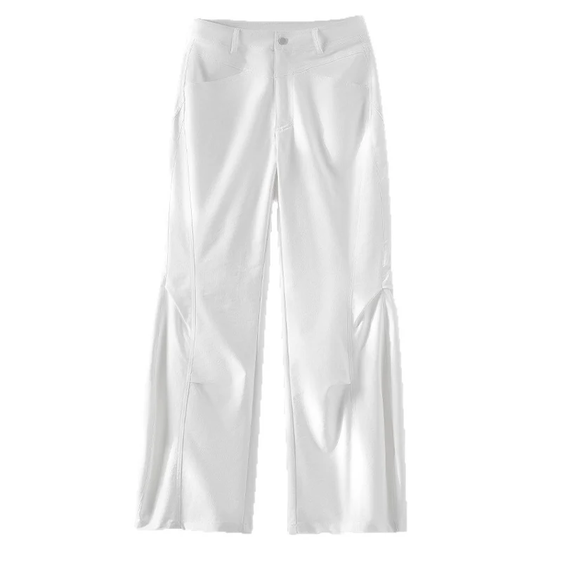 Damen Weite High‑Waist-Hose mit eingesetztem Beinschlitz und markanten Eingrifftaschen Drune