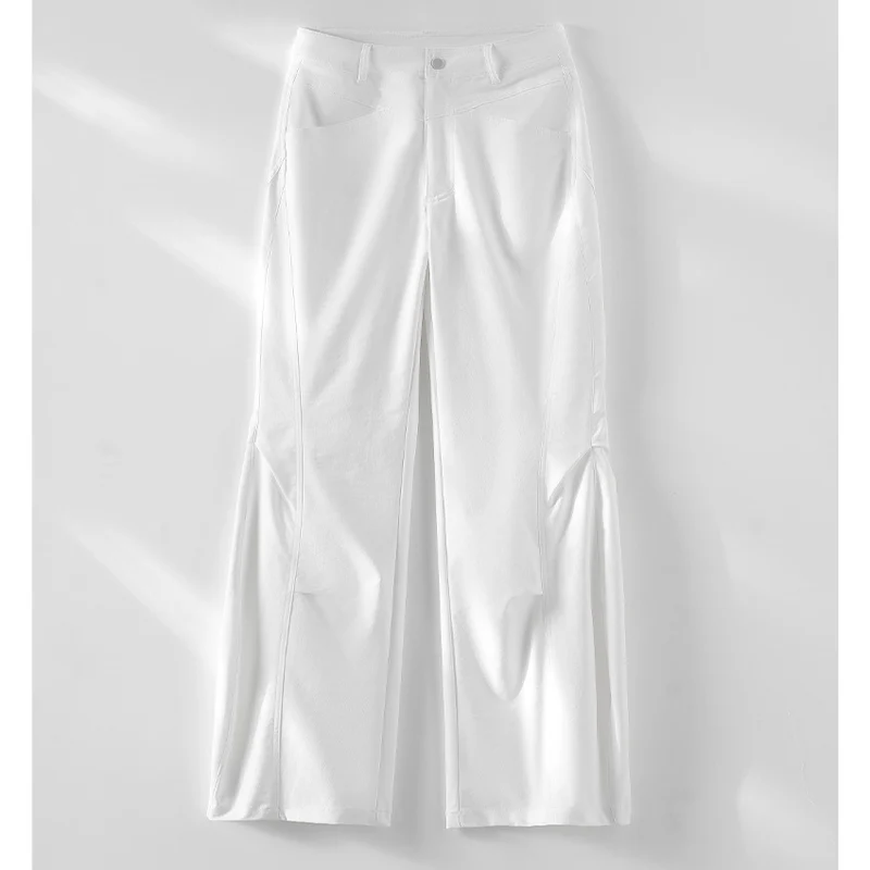 Damen Weite High‑Waist-Hose mit eingesetztem Beinschlitz und markanten Eingrifftaschen Drune