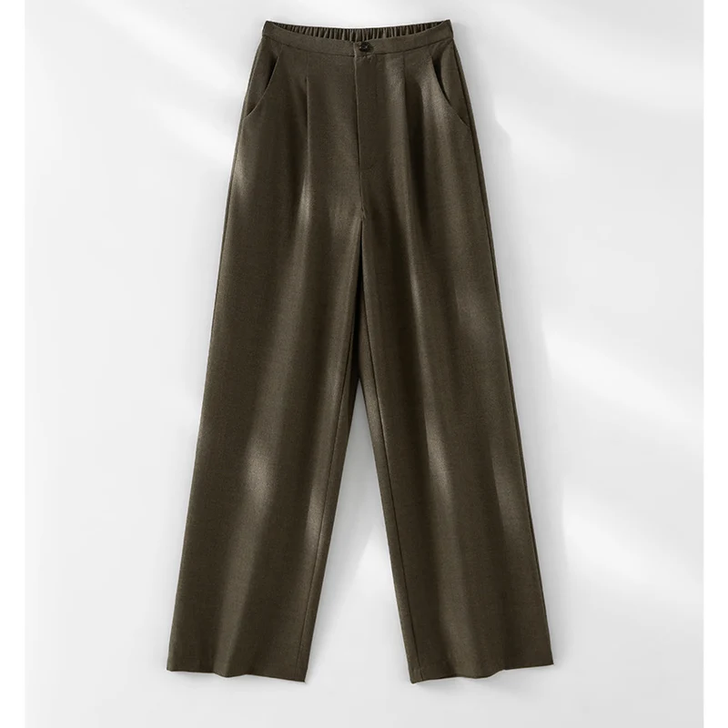 Damen Weite High-Waist-Hose mit Bundfalten, elastischem Rückenteil und seitlichen Eingrifftaschen Drune