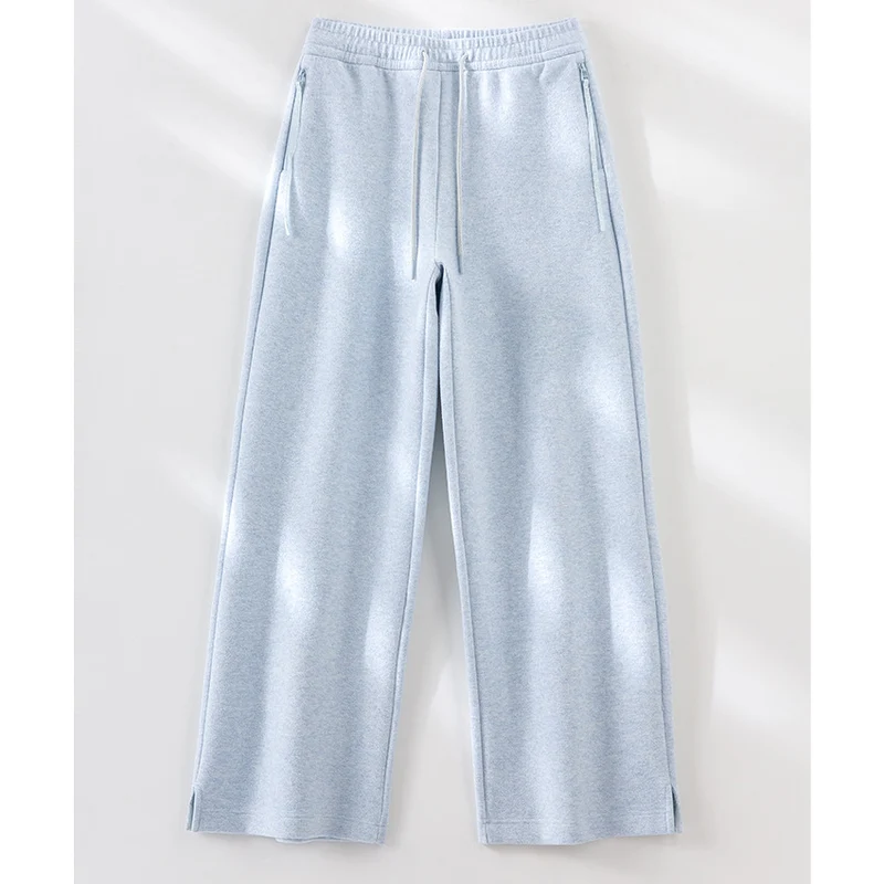 Damen weite French‑Terry Lounge-Sweatpant mit hohem Bund, Kordelzug und seitlichen Schlitzen Drune