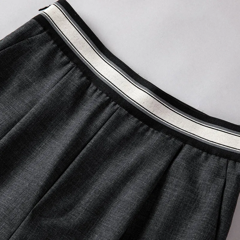 Damen Weite Anzughose mit sportivem Gummibund und Bundfalten Drune