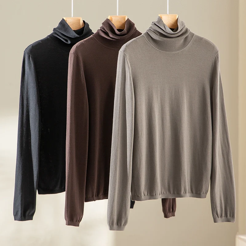 Damen Ultraleichter Feinstrick-Rollkragenpullover mit schlanker Silhouette und fein gerippten Abschlüssen Drune