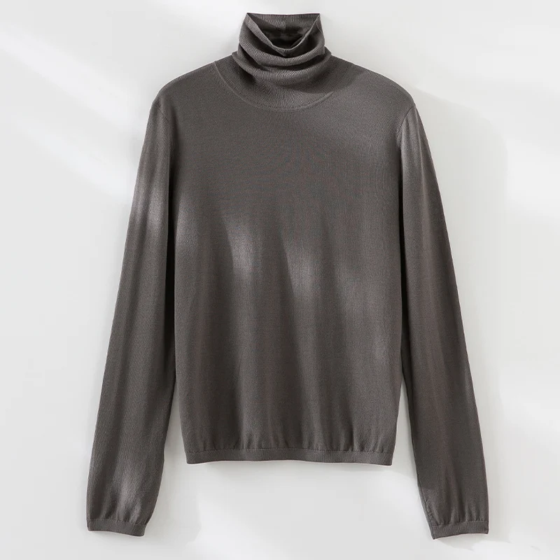 Damen Ultraleichter Feinstrick-Rollkragenpullover mit schlanker Silhouette und fein gerippten Abschlüssen Drune