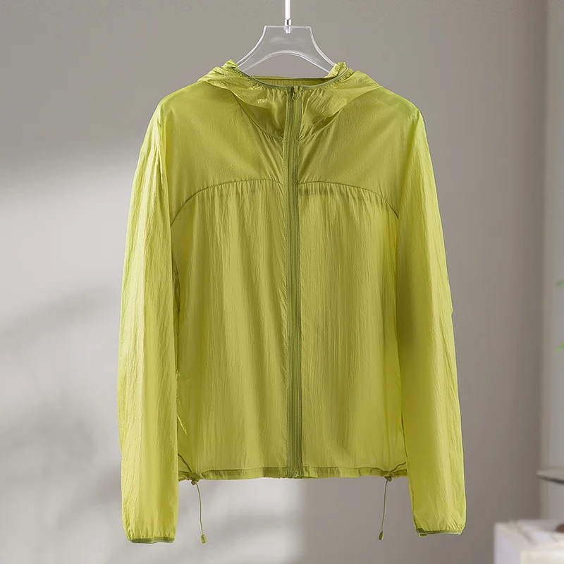 Damen Ultraleichte Packbare Schutzjacke mit Kapuze und verstellbarem Saum Drune
