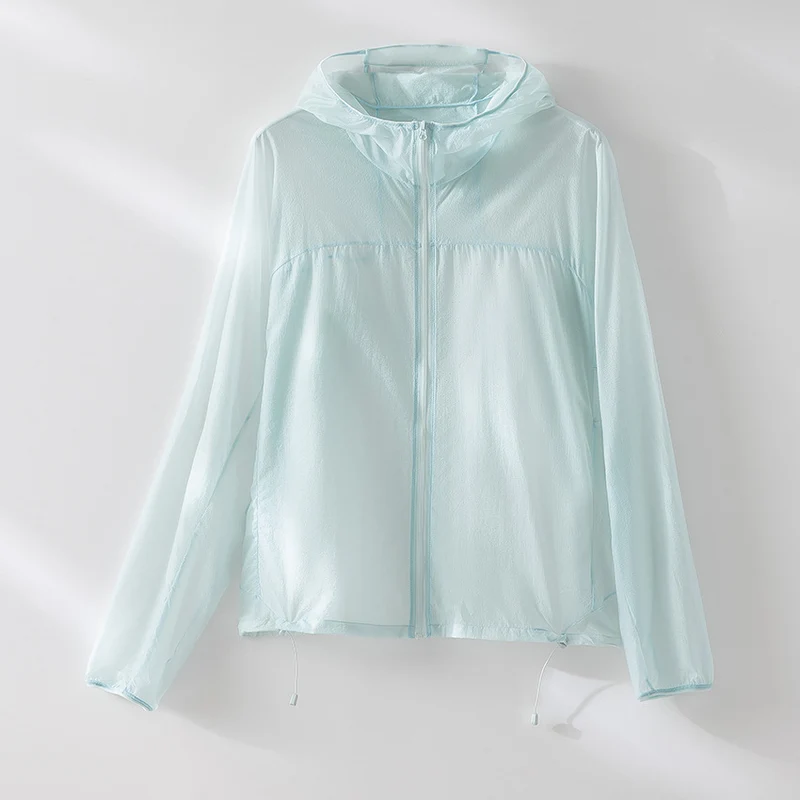 Damen Ultraleichte Packbare Schutzjacke mit Kapuze und verstellbarem Saum Drune