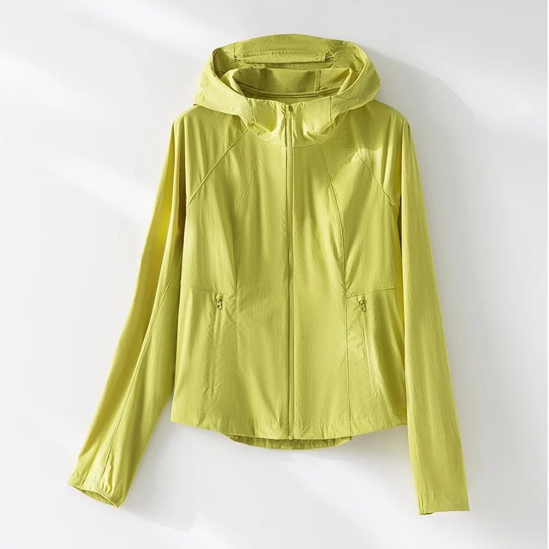 Damen Ultraleichte atmungsaktive Kapuzenjacke mit Raglanärmeln und Reißverschlusstaschen Drune