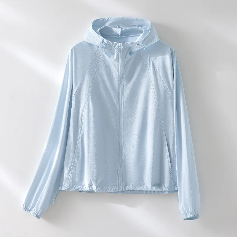 Damen Ultraleichte atmungsaktive Kapuzenjacke mit Raglanärmeln und Reißverschlusstaschen Drune