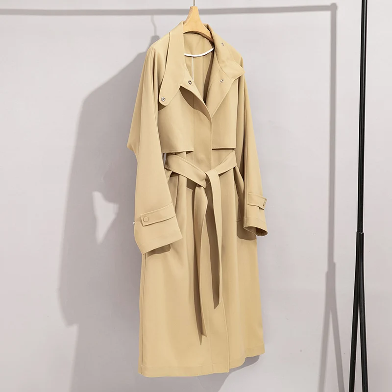 Damen Trenchcoat mit Bindegürtel und abnehmbarem Cape-Detail Drune