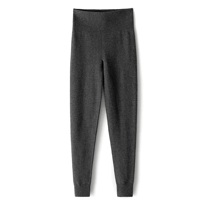 Damen Thermo-Feinstrick-Leggings mit hoher Taille und geripptem Knöchelabschluss Drune