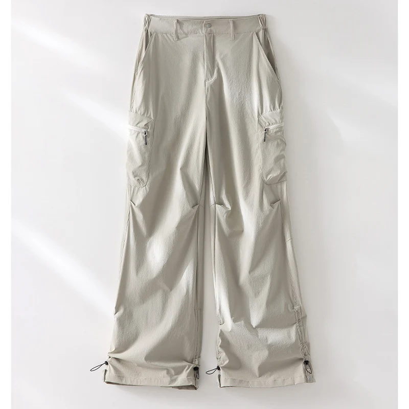 Damen Technische Weite Cargo-Hose mit verstellbarem Saum und Mehrfachtaschen Drune