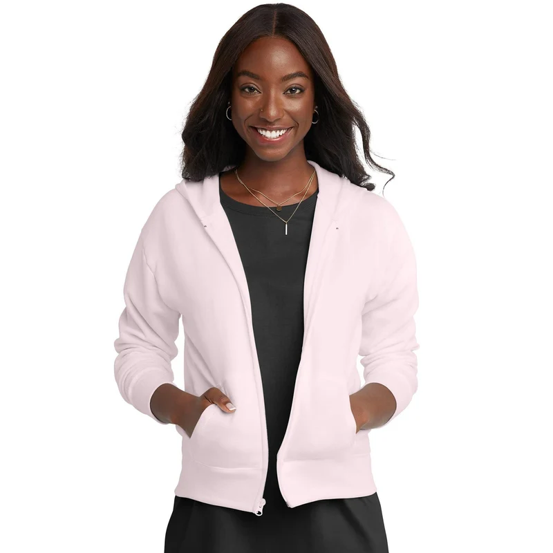 Damen Kapuzen-Sweatjacke mit durchgehendem Reißverschluss, Kängurutaschen und gerippten Bündchen Drune