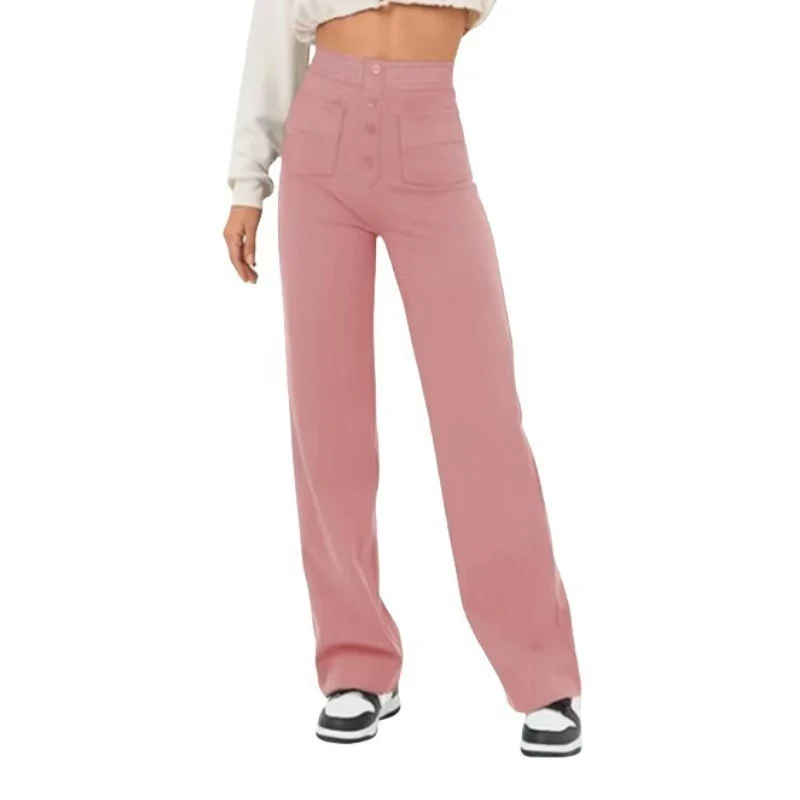 Damen Hochtaillierte Wide‑Leg Hose mit aufgesetzten Taschen Drune