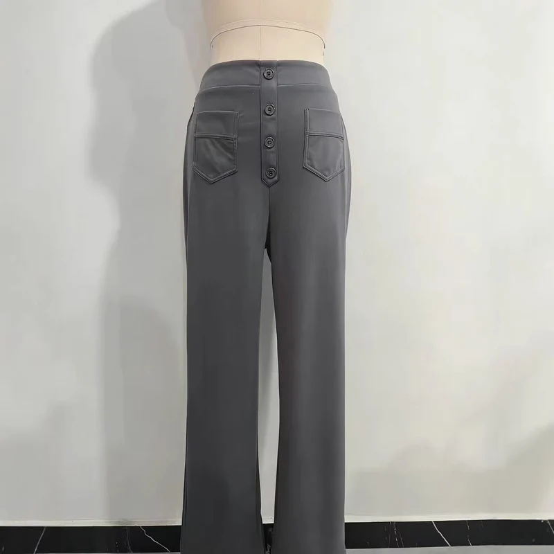 Damen Hochtaillierte Wide‑Leg Hose mit aufgesetzten Taschen Drune