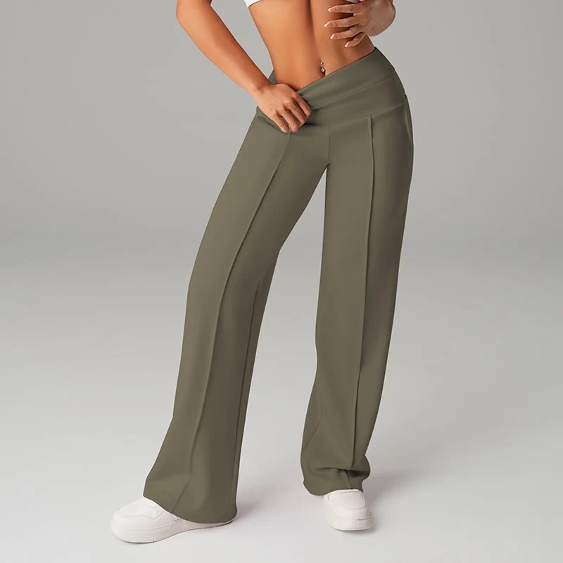 Damen High‑Waist Palazzo‑Sweatpants mit Bügelfalte und Komfortbund Drune