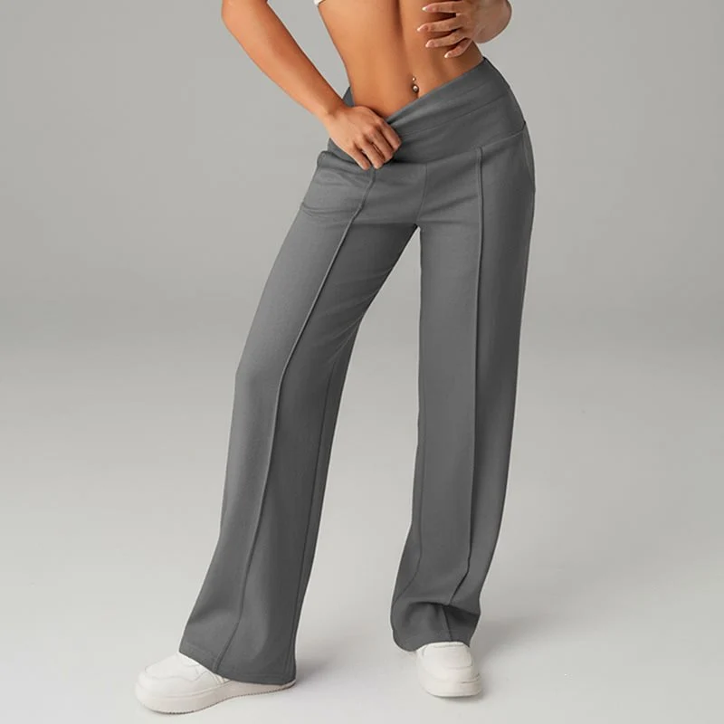 Damen High‑Waist Palazzo‑Sweatpants mit Bügelfalte und Komfortbund Drune