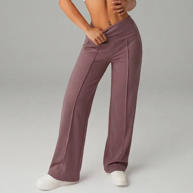 Damen High‑Waist Palazzo‑Sweatpants mit Bügelfalte und Komfortbund Drune