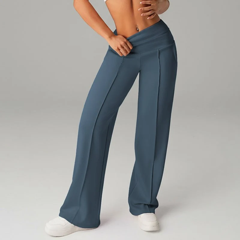 Damen High‑Waist Palazzo‑Sweatpants mit Bügelfalte und Komfortbund Drune