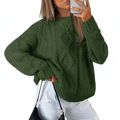 Damen Grobstrickpullover im Zopfmuster mit lässigem Oversize-Schnitt Drune
