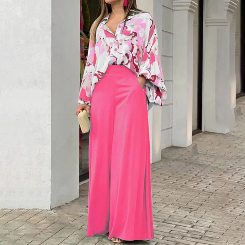 Damen Fließende Highwaist Palazzo‑Hose mit weitem Bein und elegantem Satinfall Drune