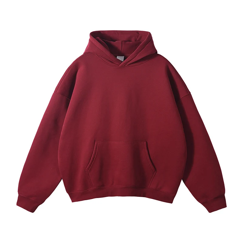 Unisex Schlichter Oversize-Kapuzenpullover mit Soft-Fleece-Innenseite und tiefer Raglannaht Drune