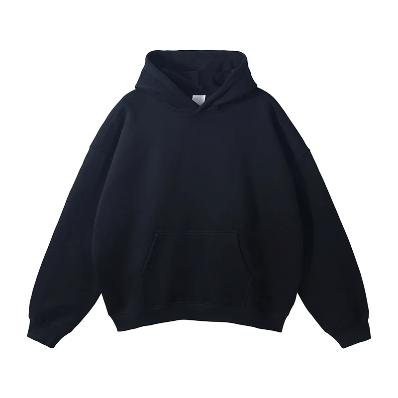 Unisex Schlichter Oversize-Kapuzenpullover mit Soft-Fleece-Innenseite und tiefer Raglannaht Drune