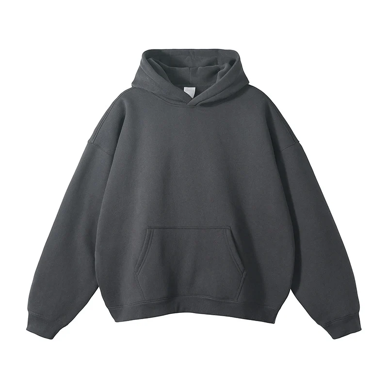 Unisex Schlichter Oversize-Kapuzenpullover mit Soft-Fleece-Innenseite und tiefer Raglannaht Drune