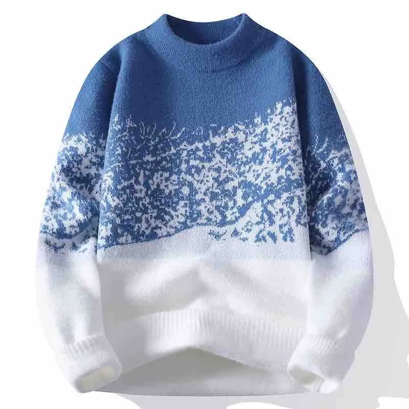 Unisex Oversized Strickpullover mit Jacquardstruktur und Rundhalsausschnitt Drune
