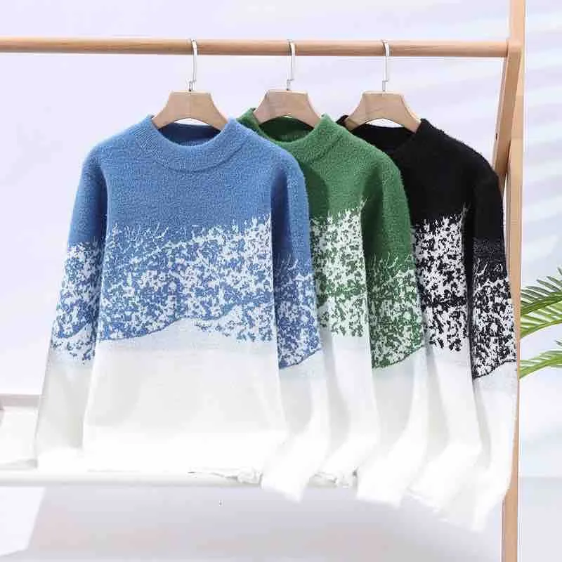 Unisex Oversized Strickpullover mit Jacquardstruktur und Rundhalsausschnitt Drune