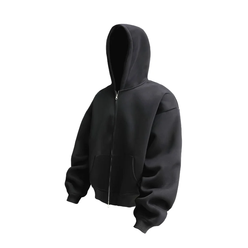 Unisex Oversized Kapuzen-Zipjacke mit Thermalfleece und Kängurutasche Drune